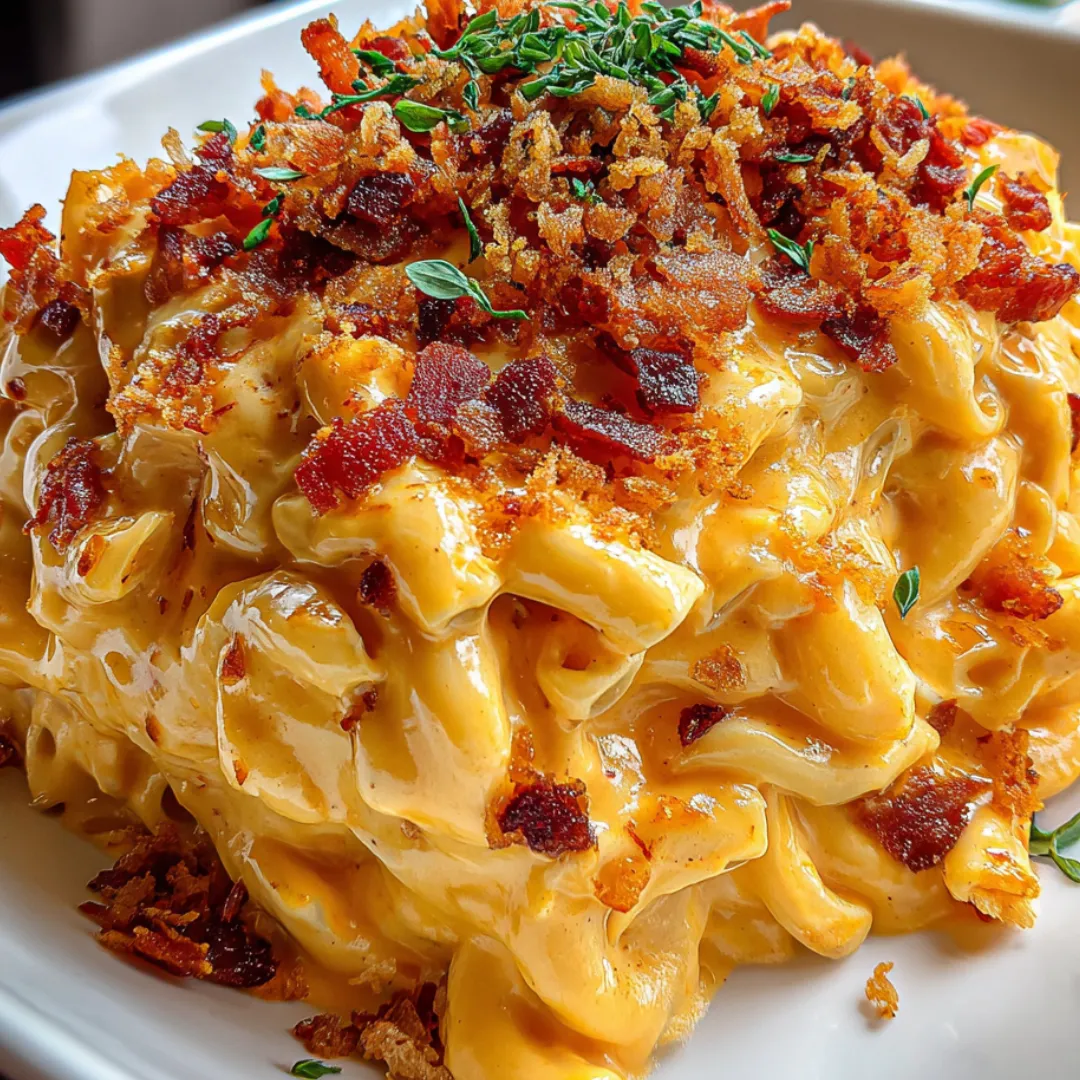 A plate of food with bacon and cheese.