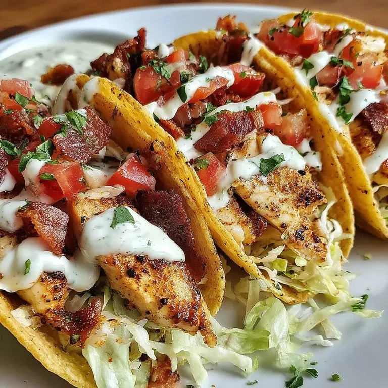 A plate of food with chicken and bacon.