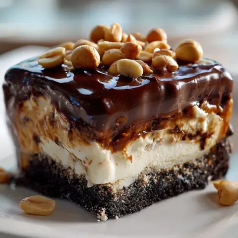 A slice of chocolate cake with nuts on top.