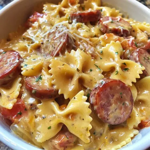 A bowl of pasta with meat and cheese.