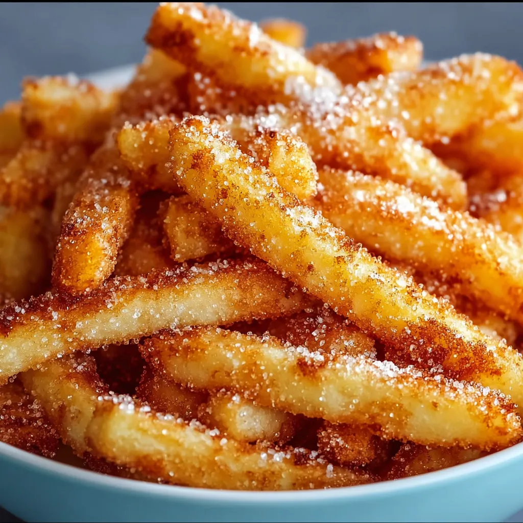 A bowl of fries with sugar on top.