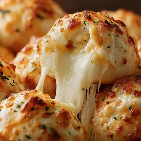Cheese covered bread balls.