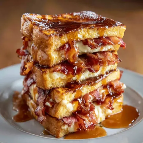 Bacon sandwich stacked on top of each other.