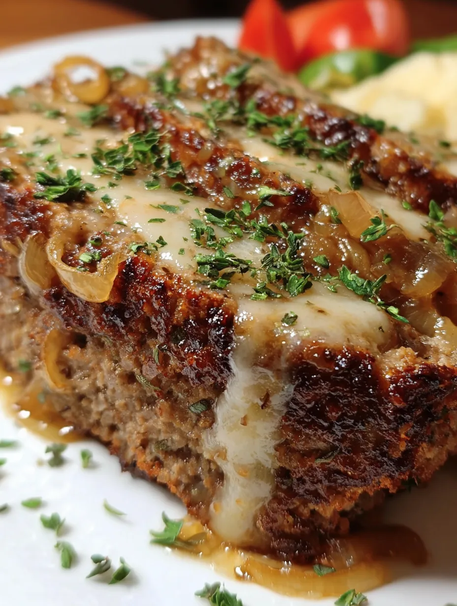 A piece of meat with onions and cheese on top.