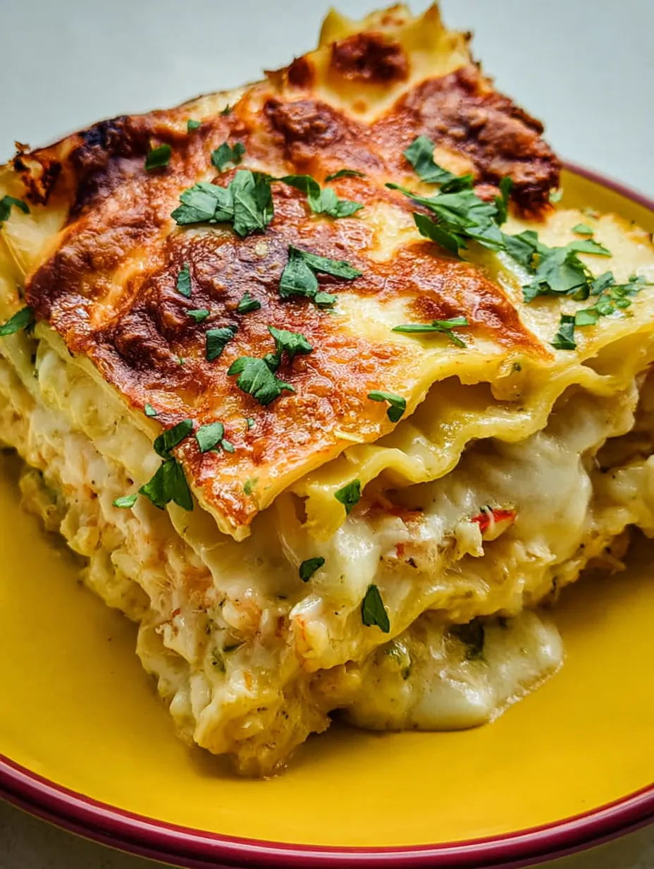 A close up of a lasagna with green herbs on top.