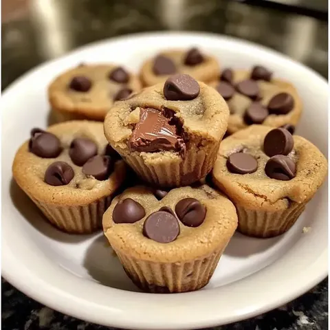 A plate of chocolate chip cookies.