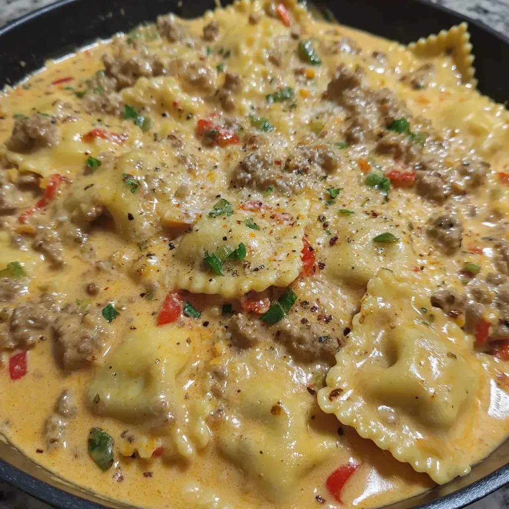 creamy cajun sausage ravioli.