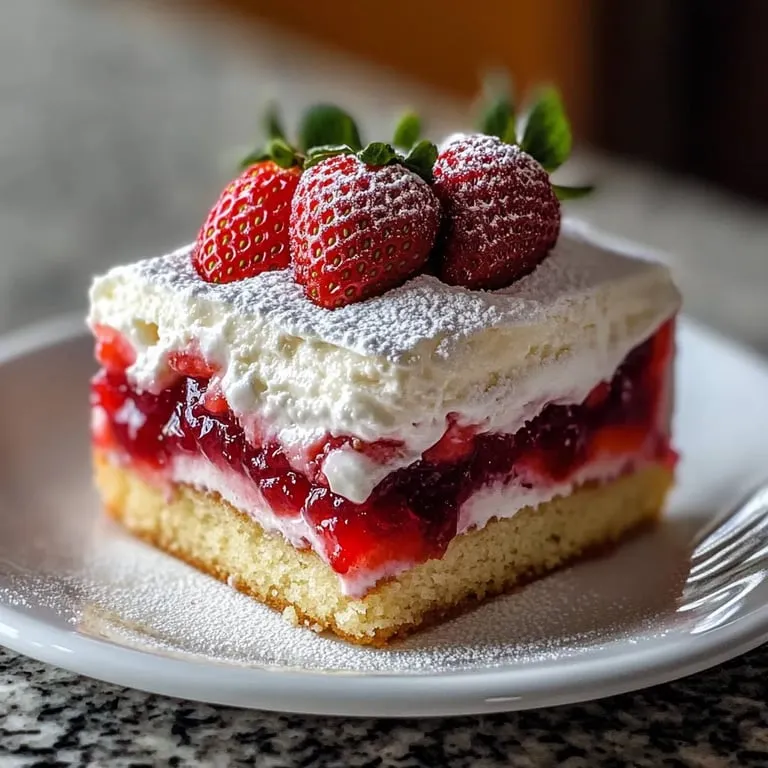 A slice of strawberry cake.