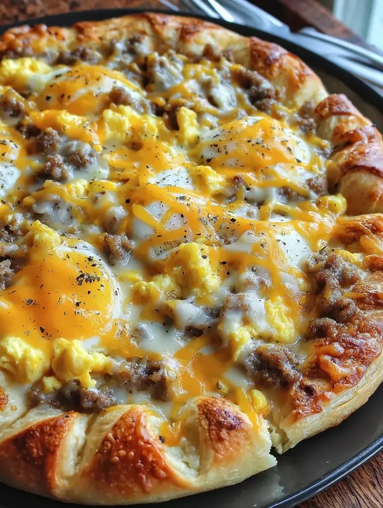 A pizza with cheese and eggs on top.