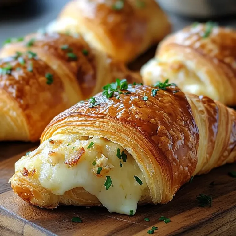 A close up of a croissant with cheese.