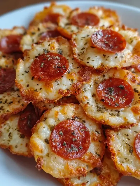 A plate of pepperoni pizza bites.