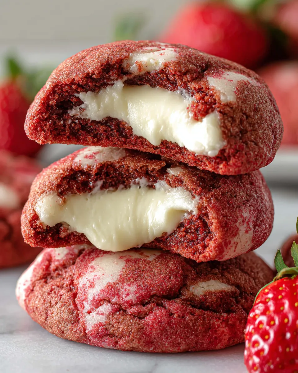 Yummy strawberry cookies with white frosting.