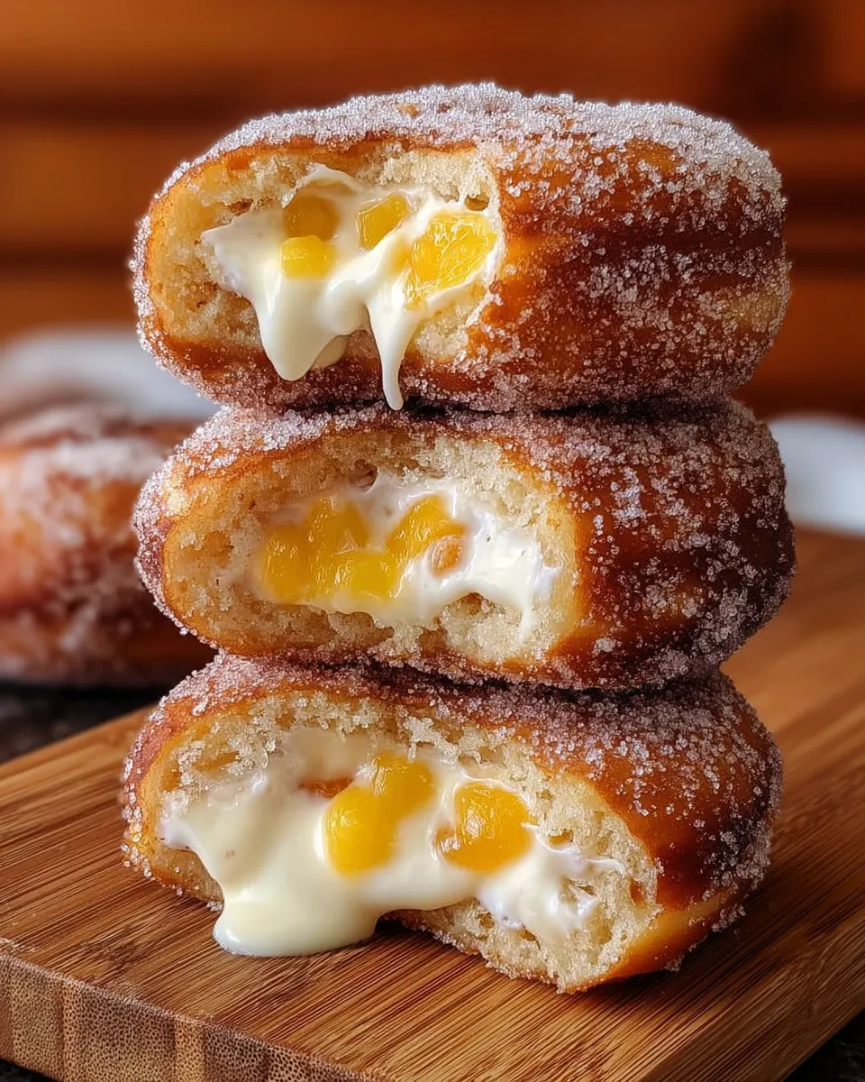 A stack of donuts with white frosting.