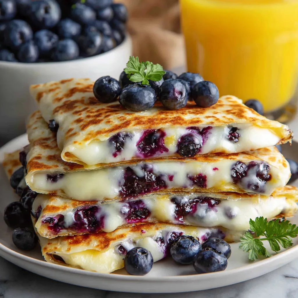 A stack of blueberry cream filled pastries.