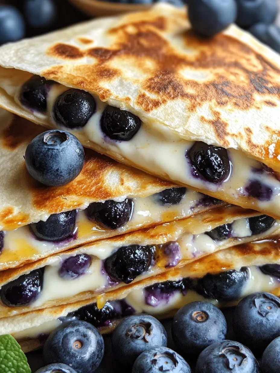 A stack of tortillas with blueberries on top.