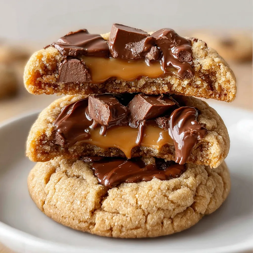 Two chocolate chip cookies stacked on top of each other.