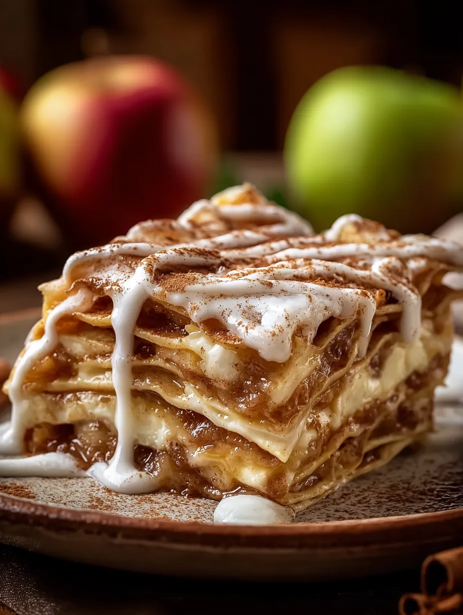 A stack of pastries with a white icing.