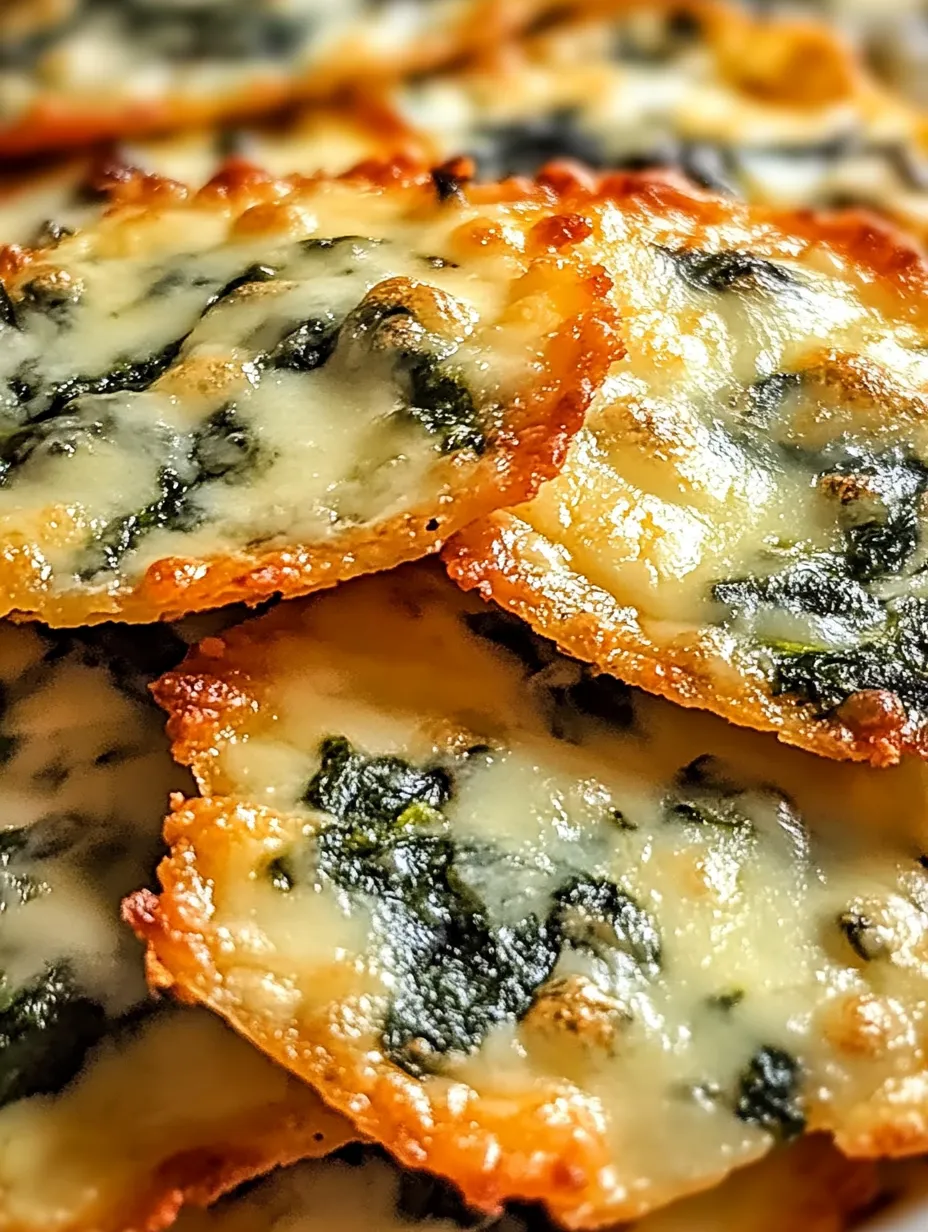 A stack of pizza with spinach toppings.