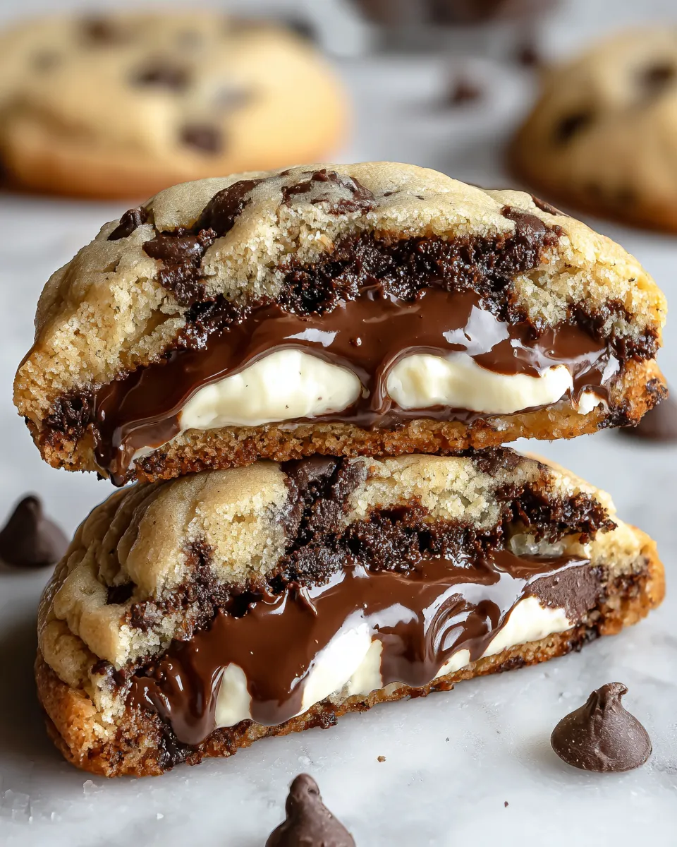 A chocolate chip cookie with white frosting.