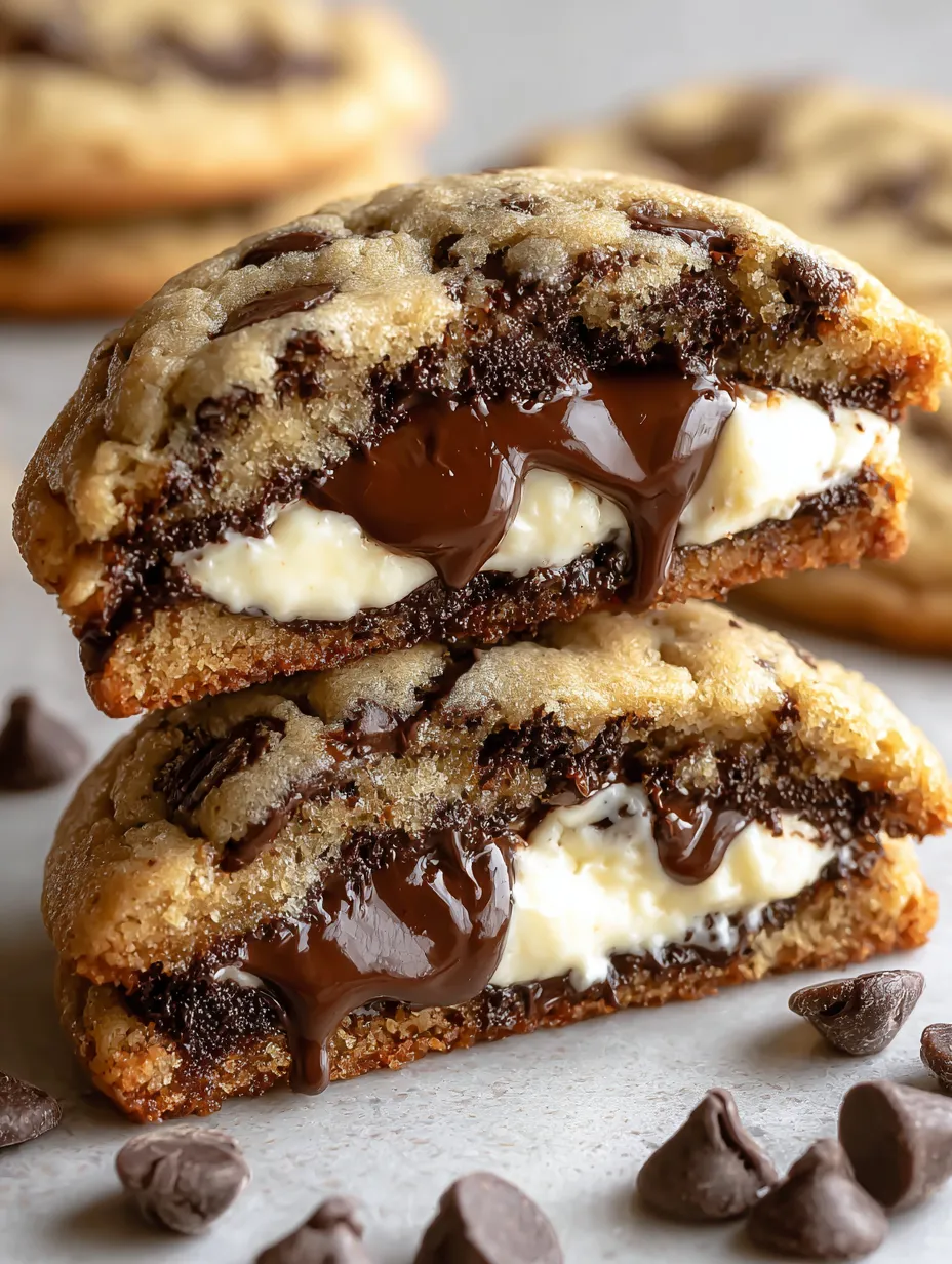 A chocolate chip cookie with white icing.