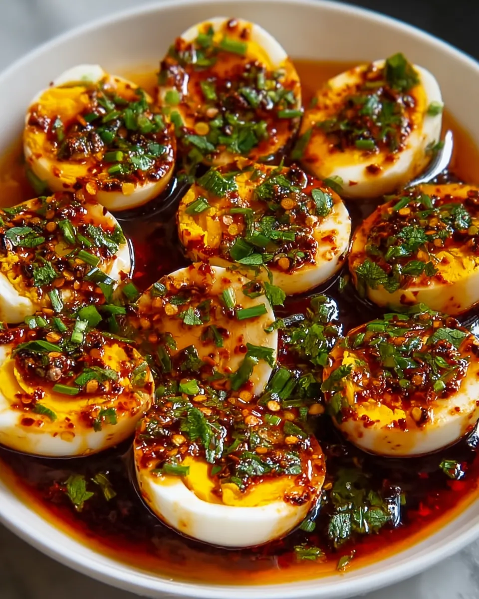 A bowl of eggs with spices.