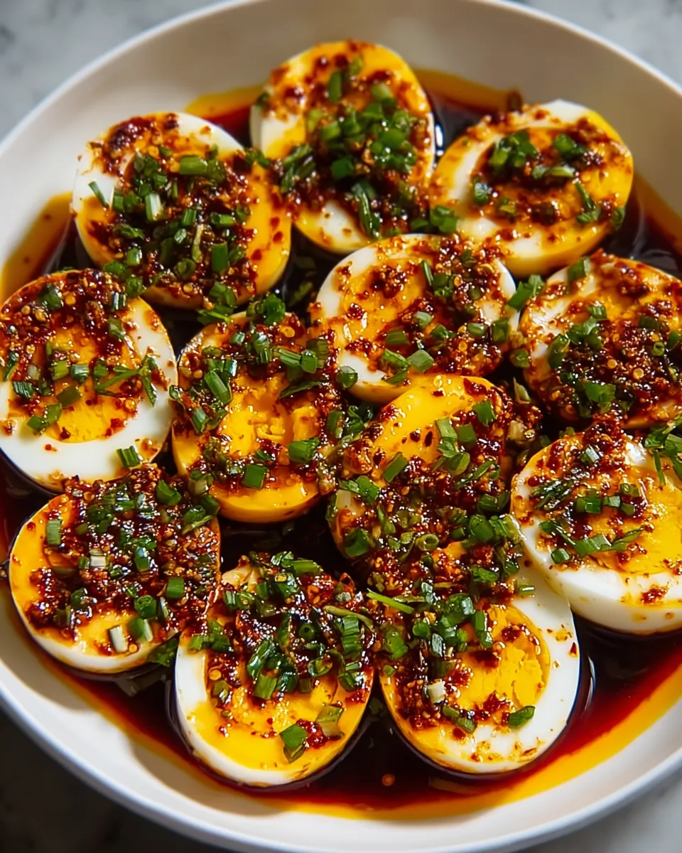 A bowl of eggs with spices.