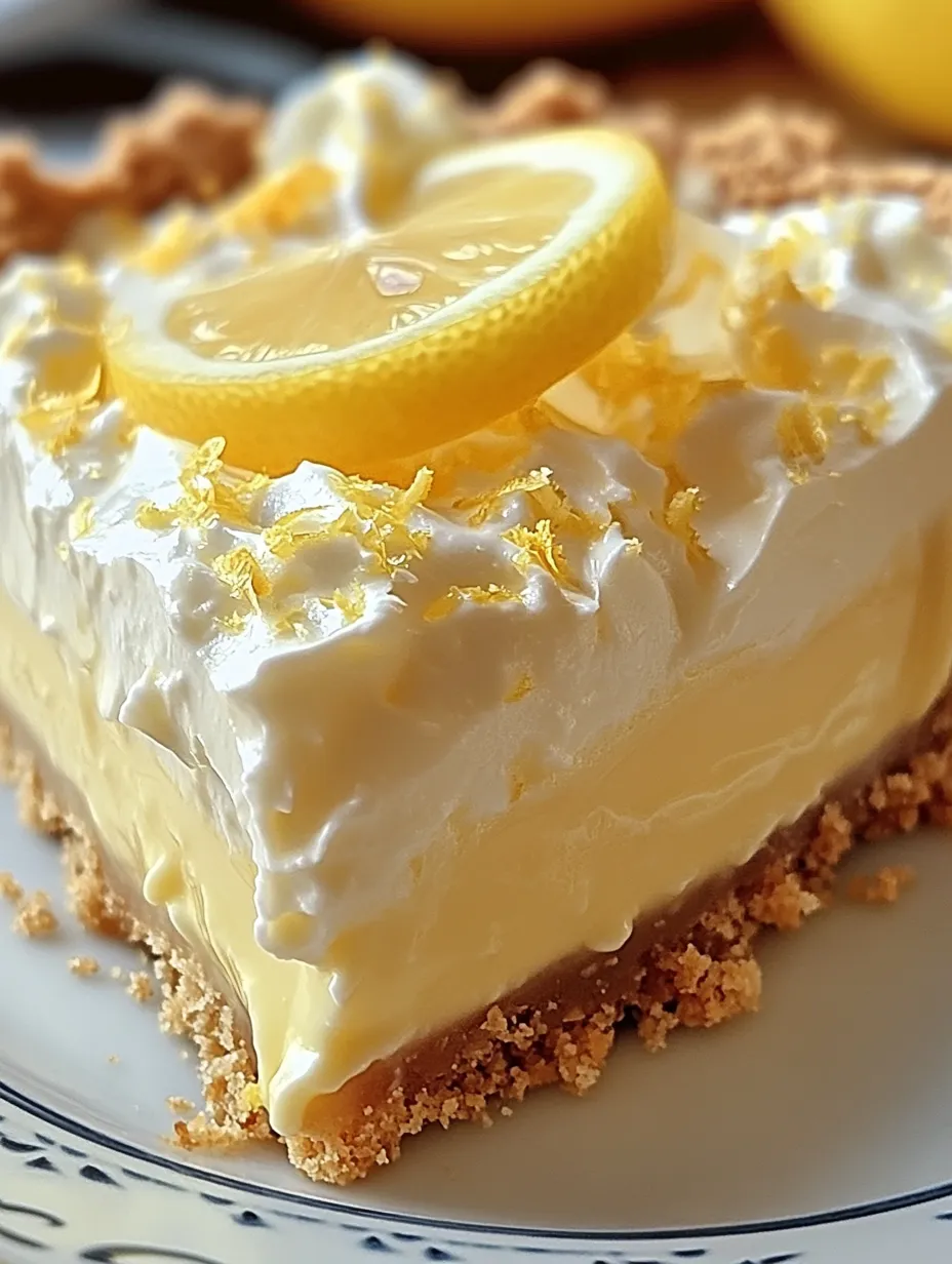 A slice of pie with a lemon wedge on top.
