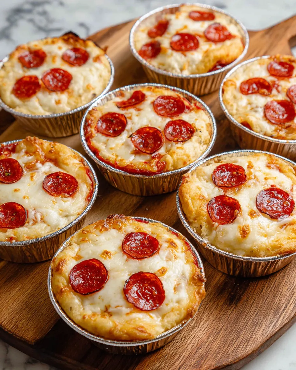 A tray of pepperoni and cheese muffins.
