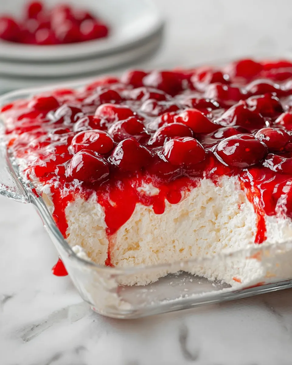 A cake with cherries on top.