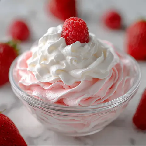 A bowl of strawberry whipped cream.