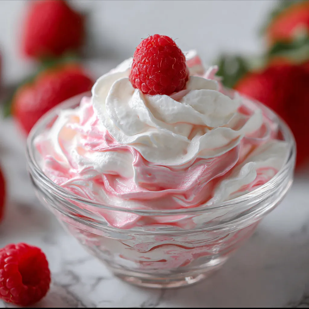 A bowl of strawberry whipped cream.