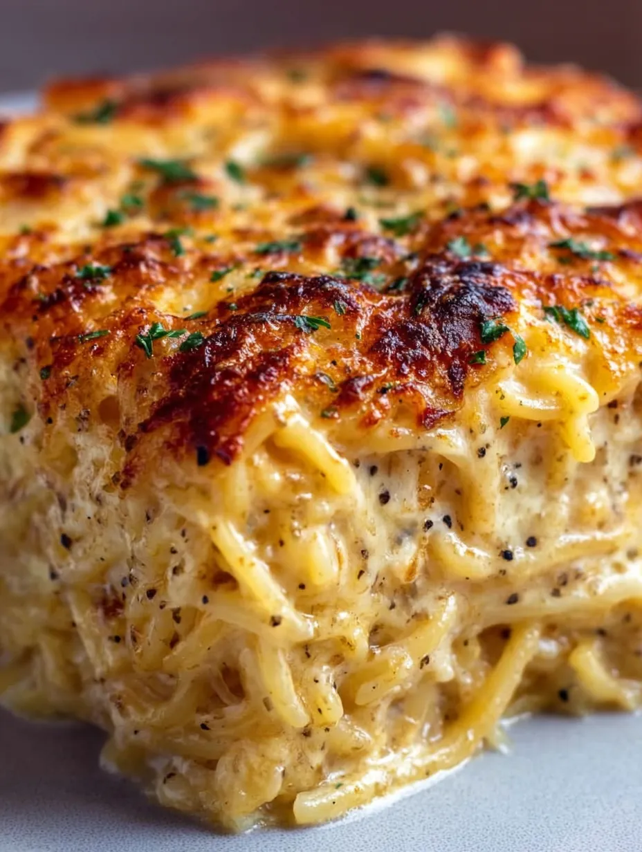 A close up of a casserole dish with a cheesy, creamy sauce.