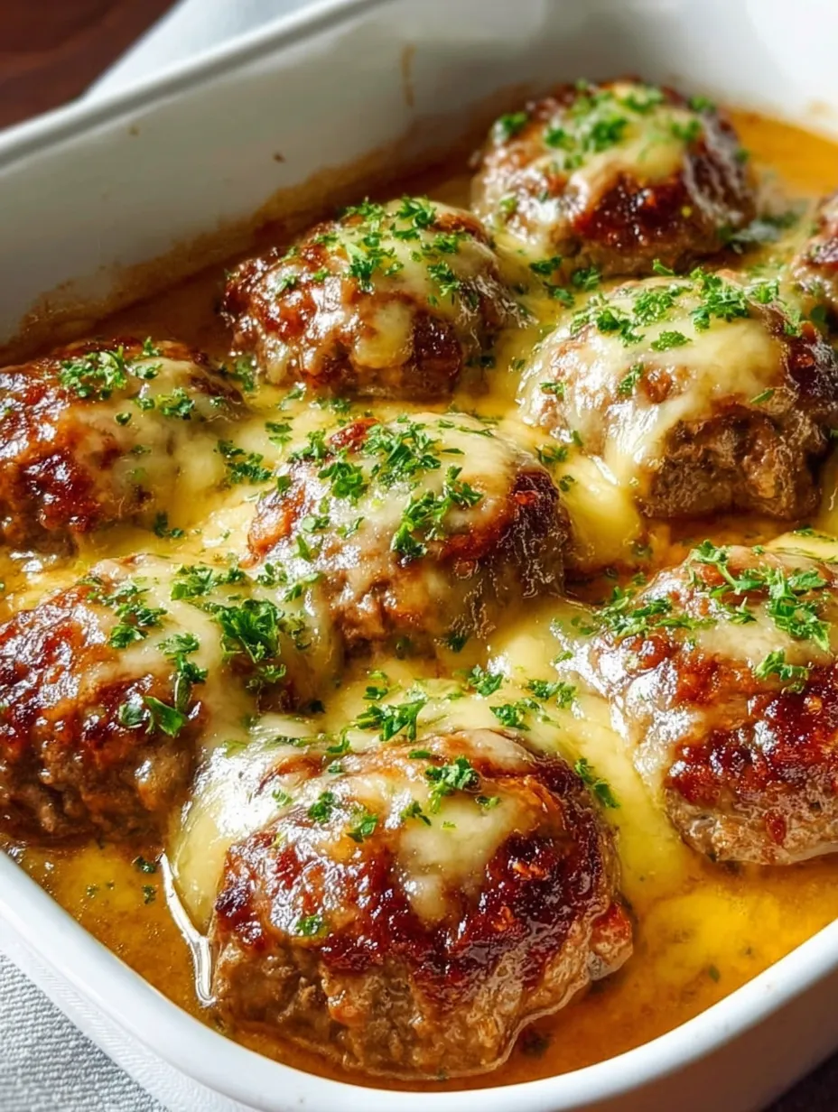 Meatballs in a cheese sauce.