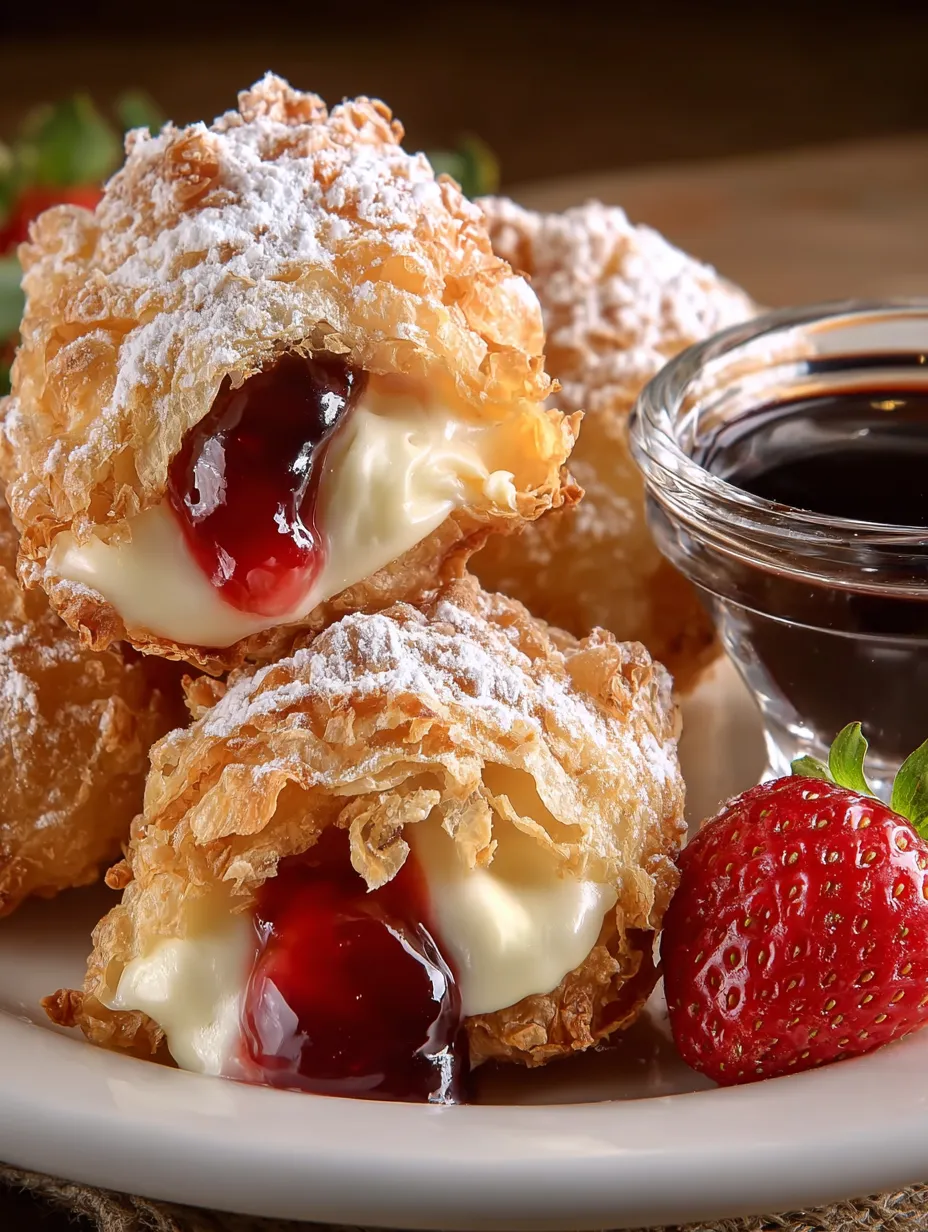 A plate of food with a strawberry and a bowl of sauce.