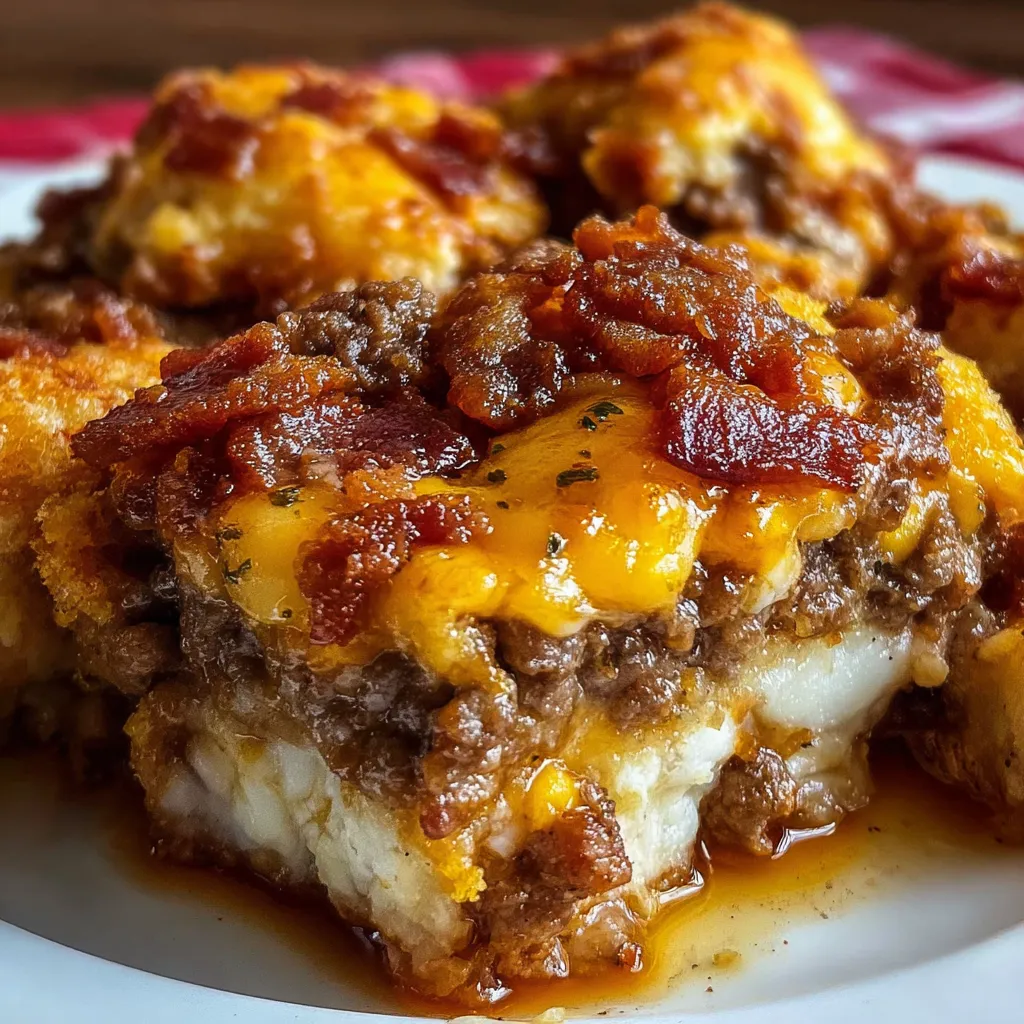 A plate of food with bacon and cheese.
