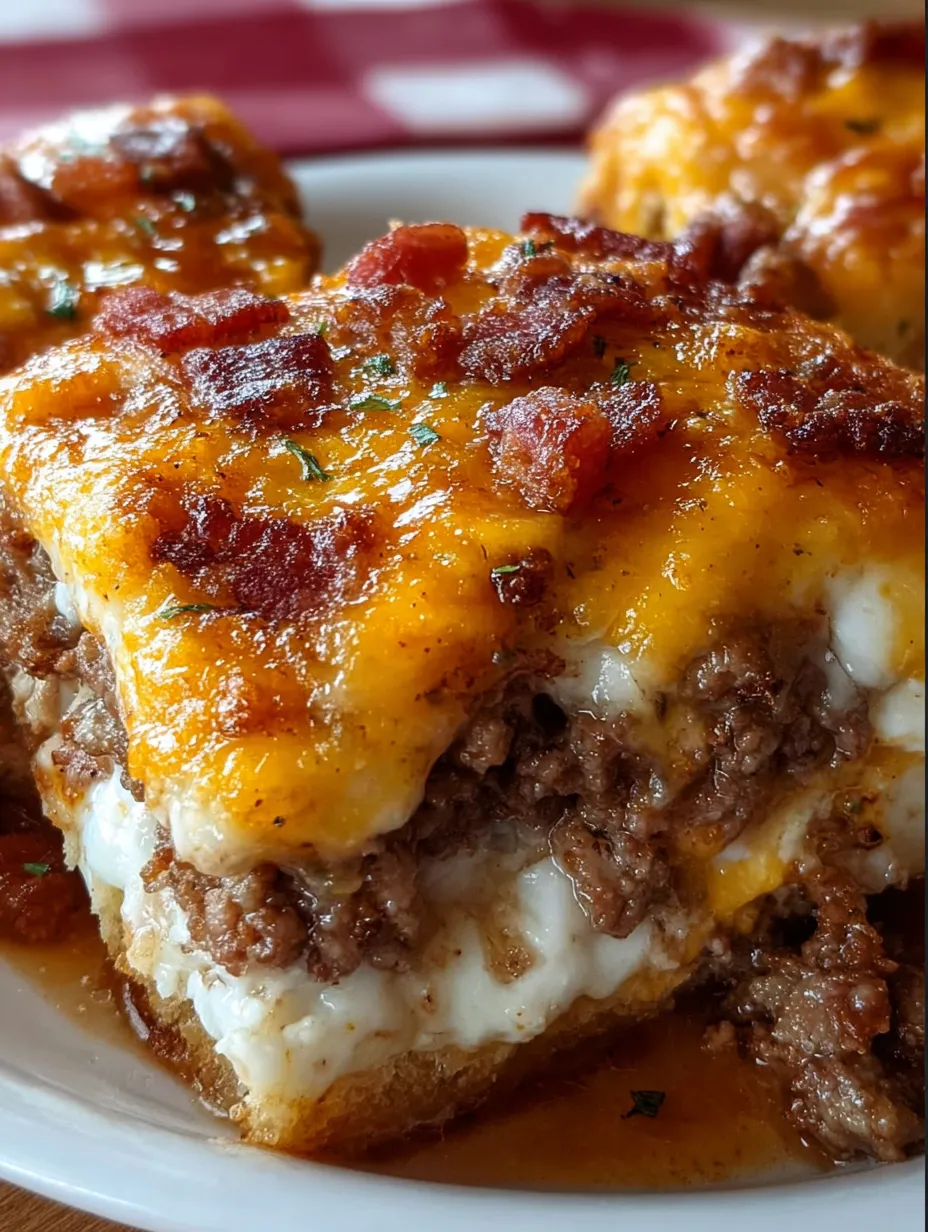 A plate of food with bacon and cheese.