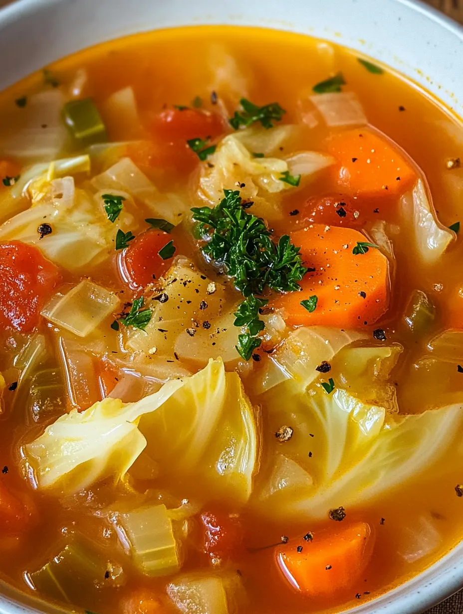 A bowl of soup with carrots and parsley.