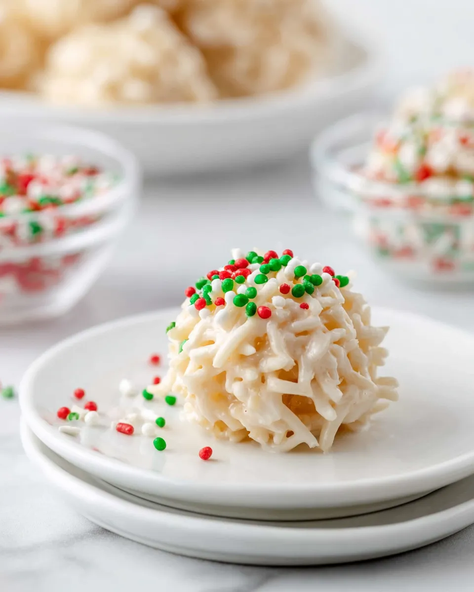 A plate of food with a white cream center and green and red sprinkles.