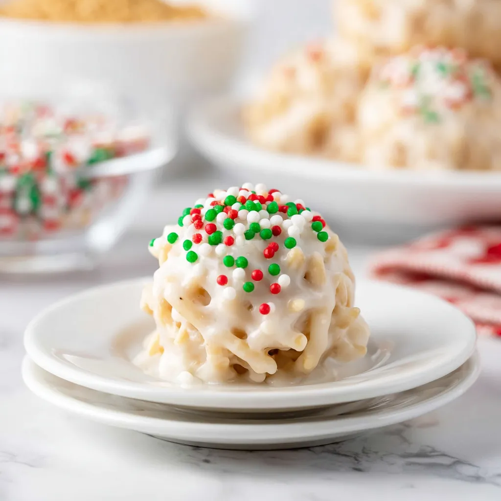 A plate of food with a green and white ball on it.