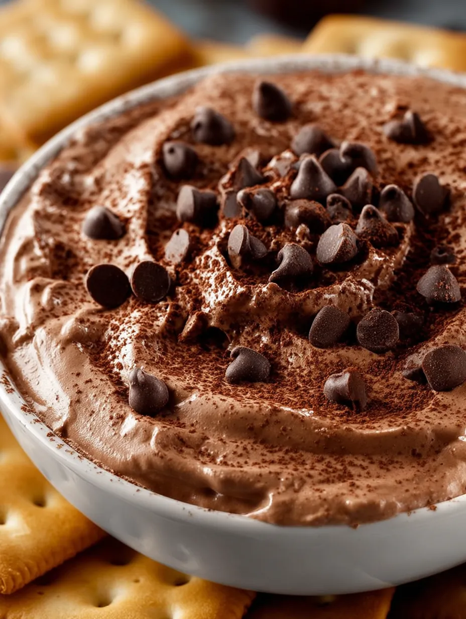 A bowl of chocolate pudding with chocolate chips.