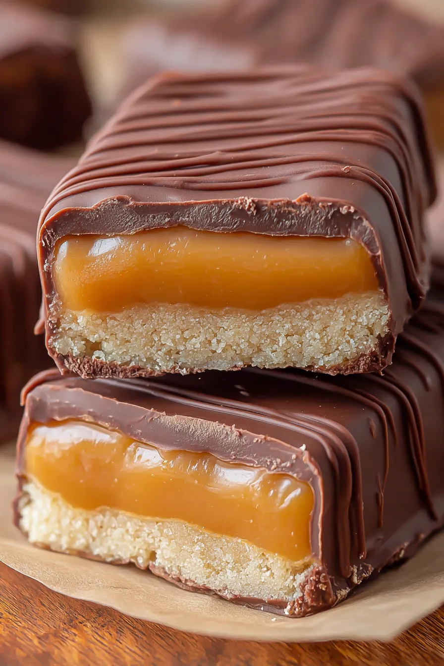 A chocolate bar with a caramel filling.