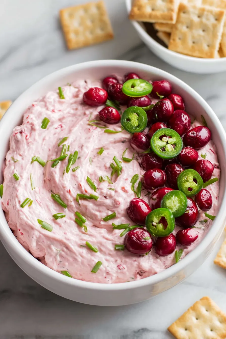 A bowl of food with green and red toppings.