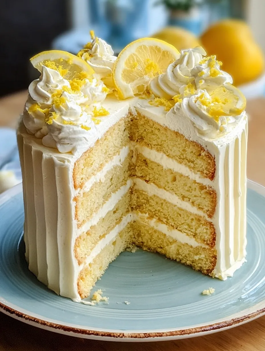 A slice of lemon cake on a plate.