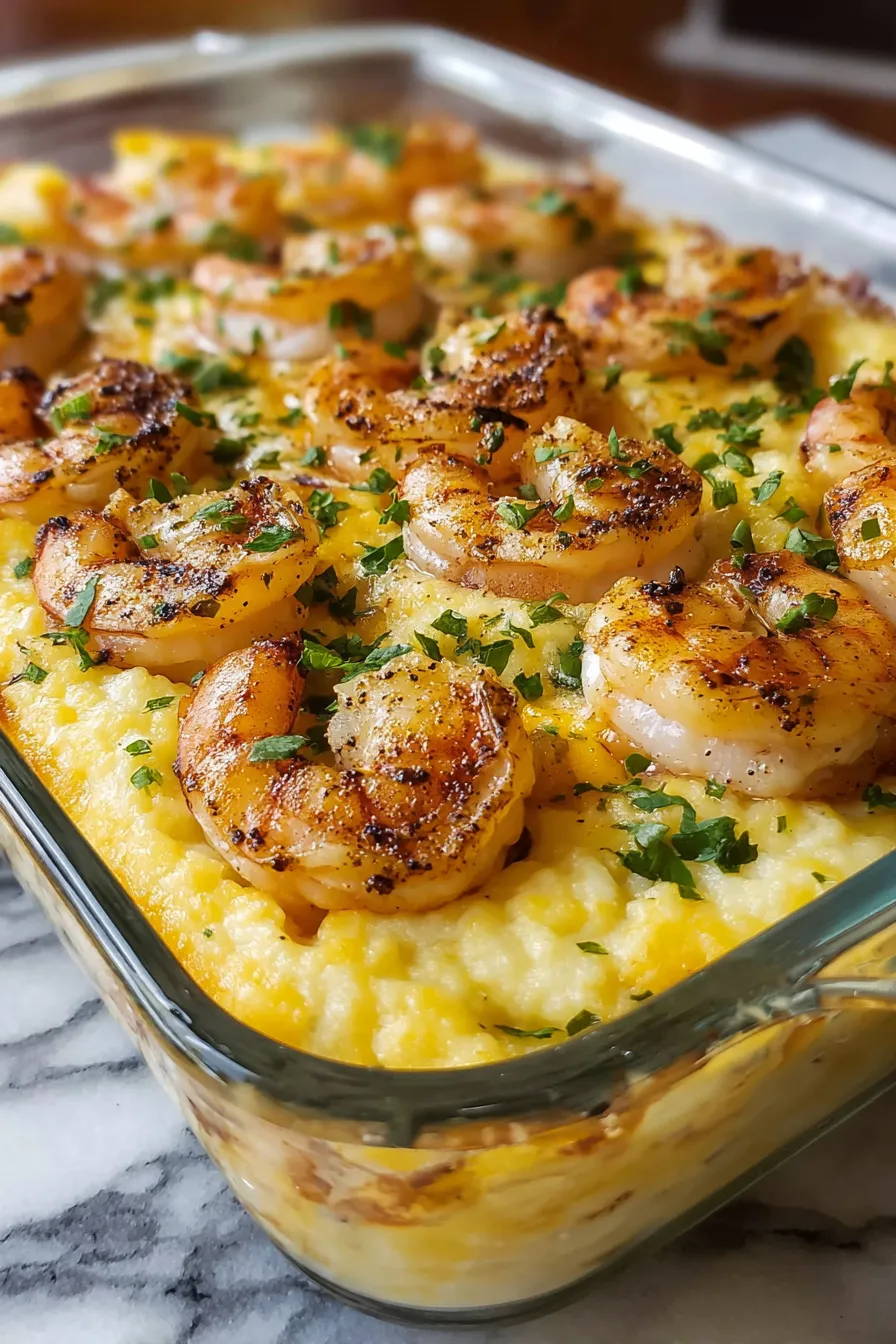 A dish of shrimp and rice.