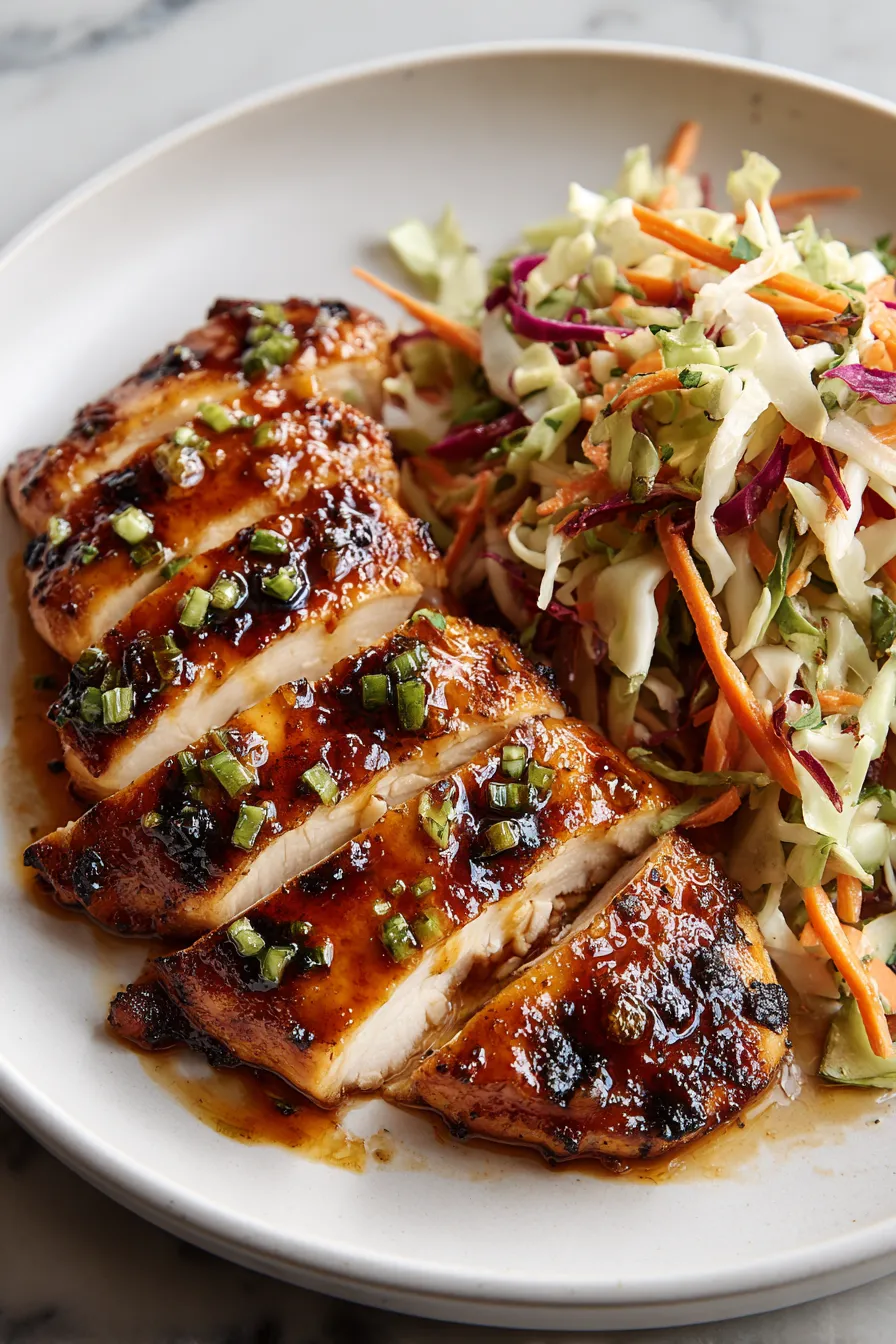 A plate of food with chicken and salad.