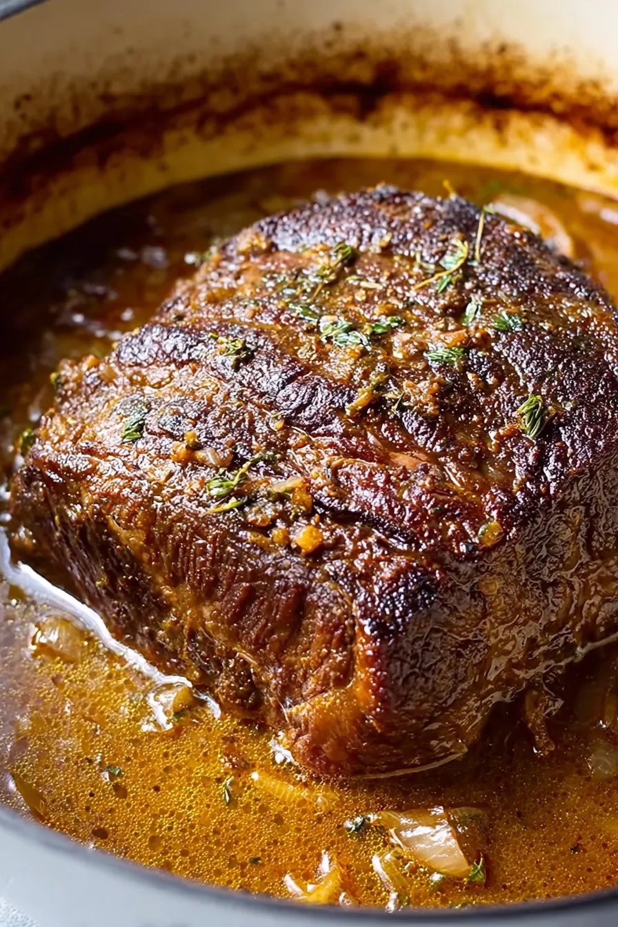 A close up of a roast beef steak.