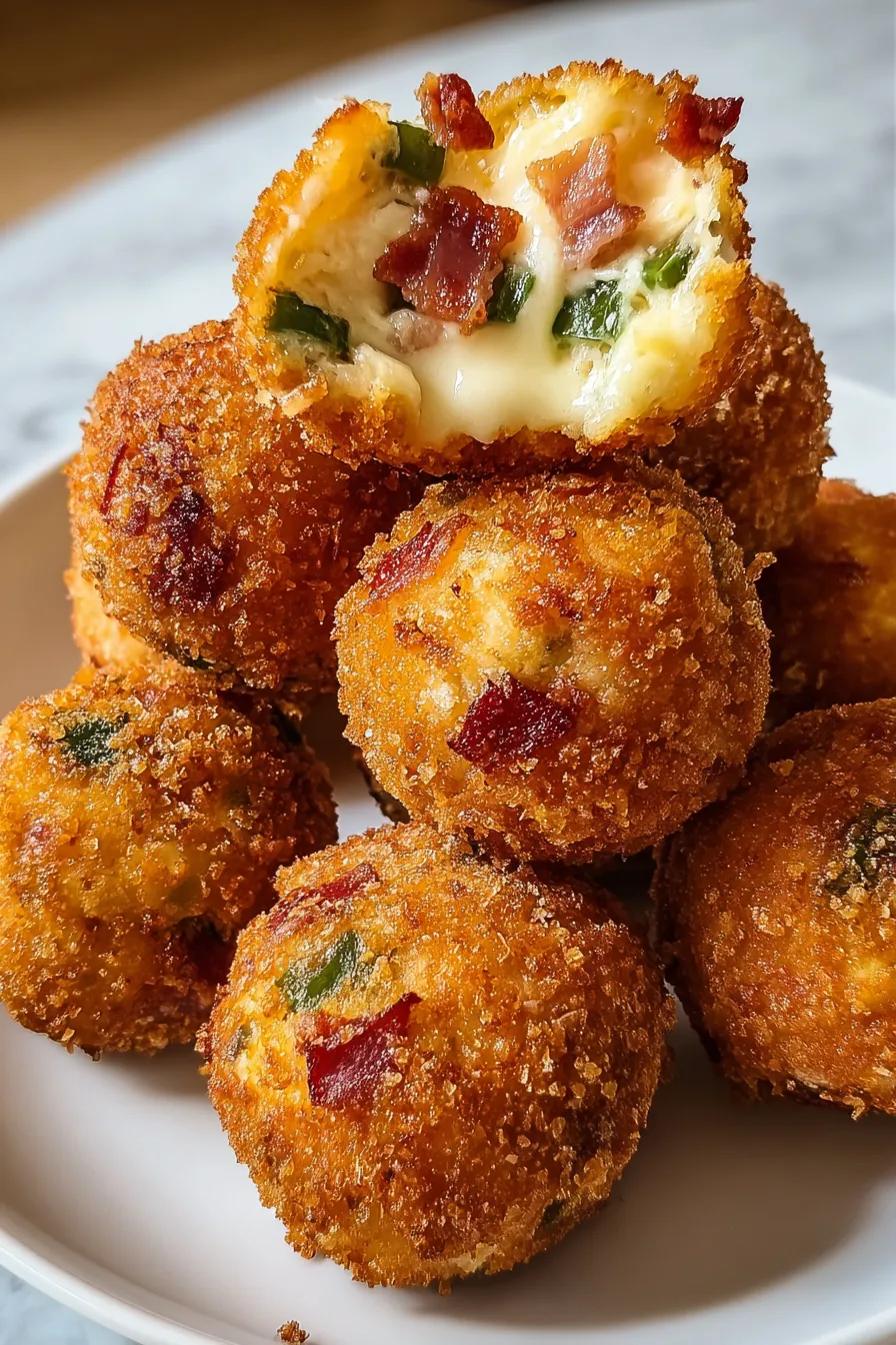 A plate of cheese and bacon balls.