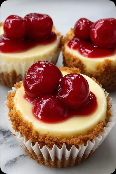 A cupcake with cherries on top.