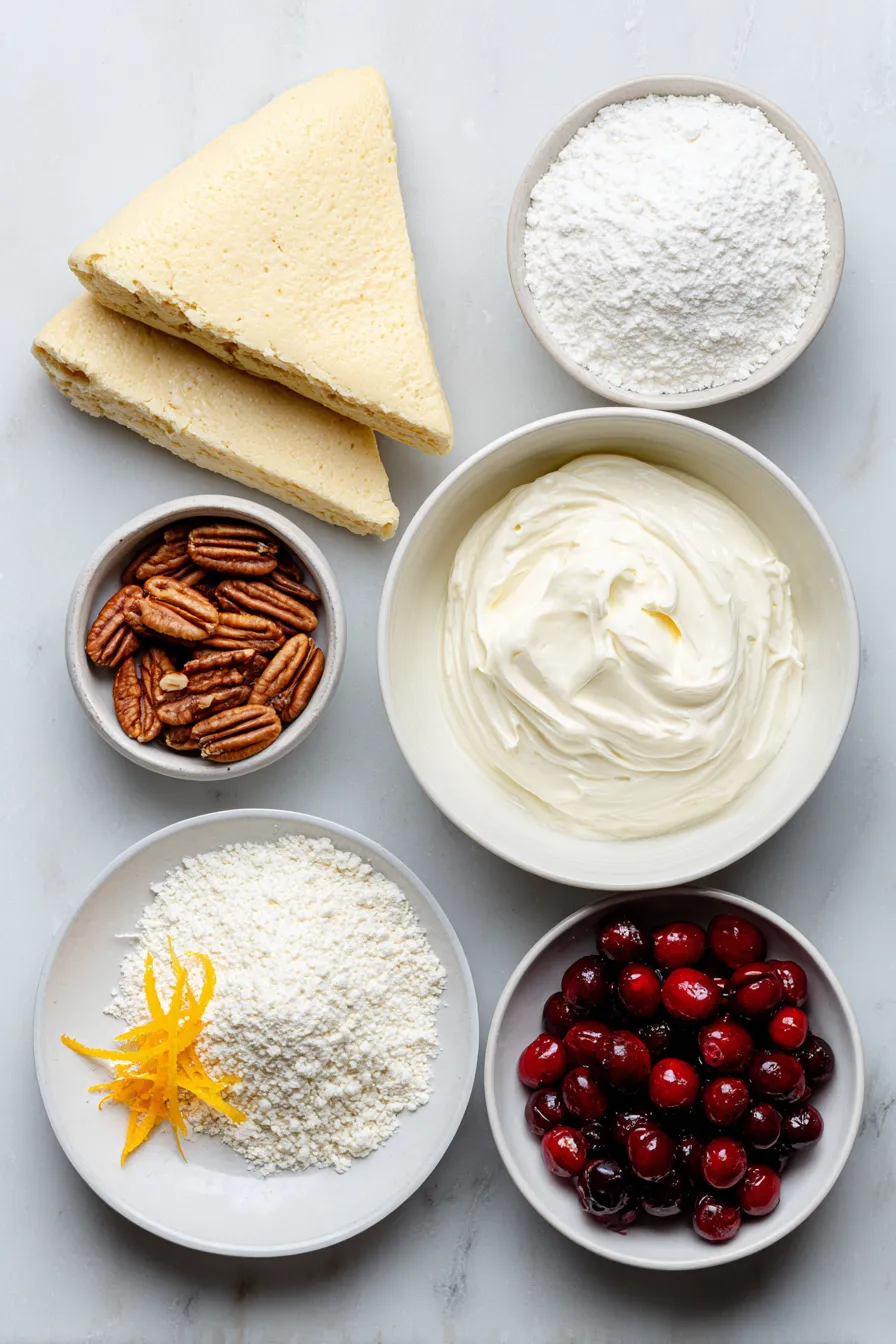 A bowl of cranberries and a bowl of whipped cream.