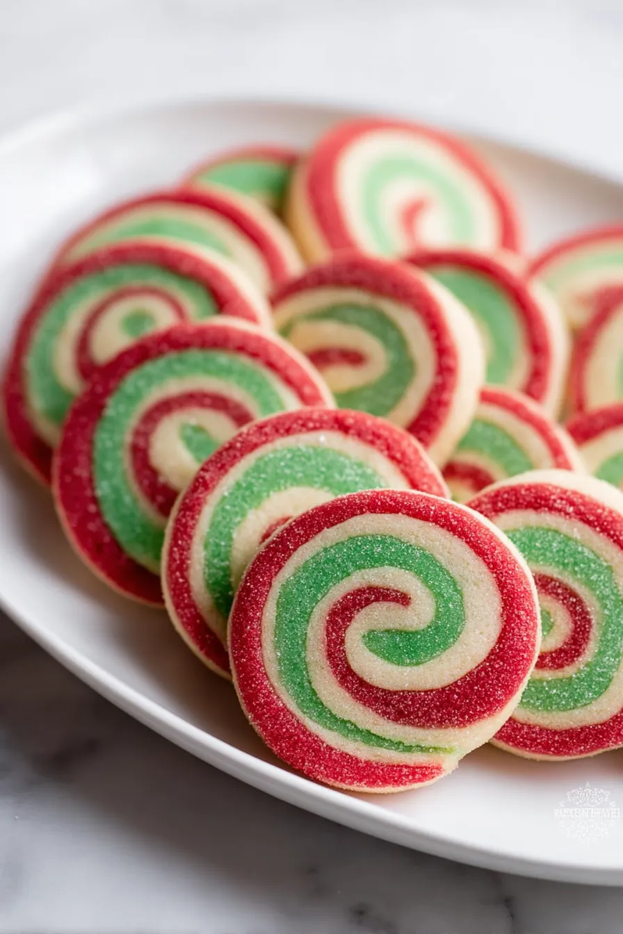 A plate of colorful cookies.
